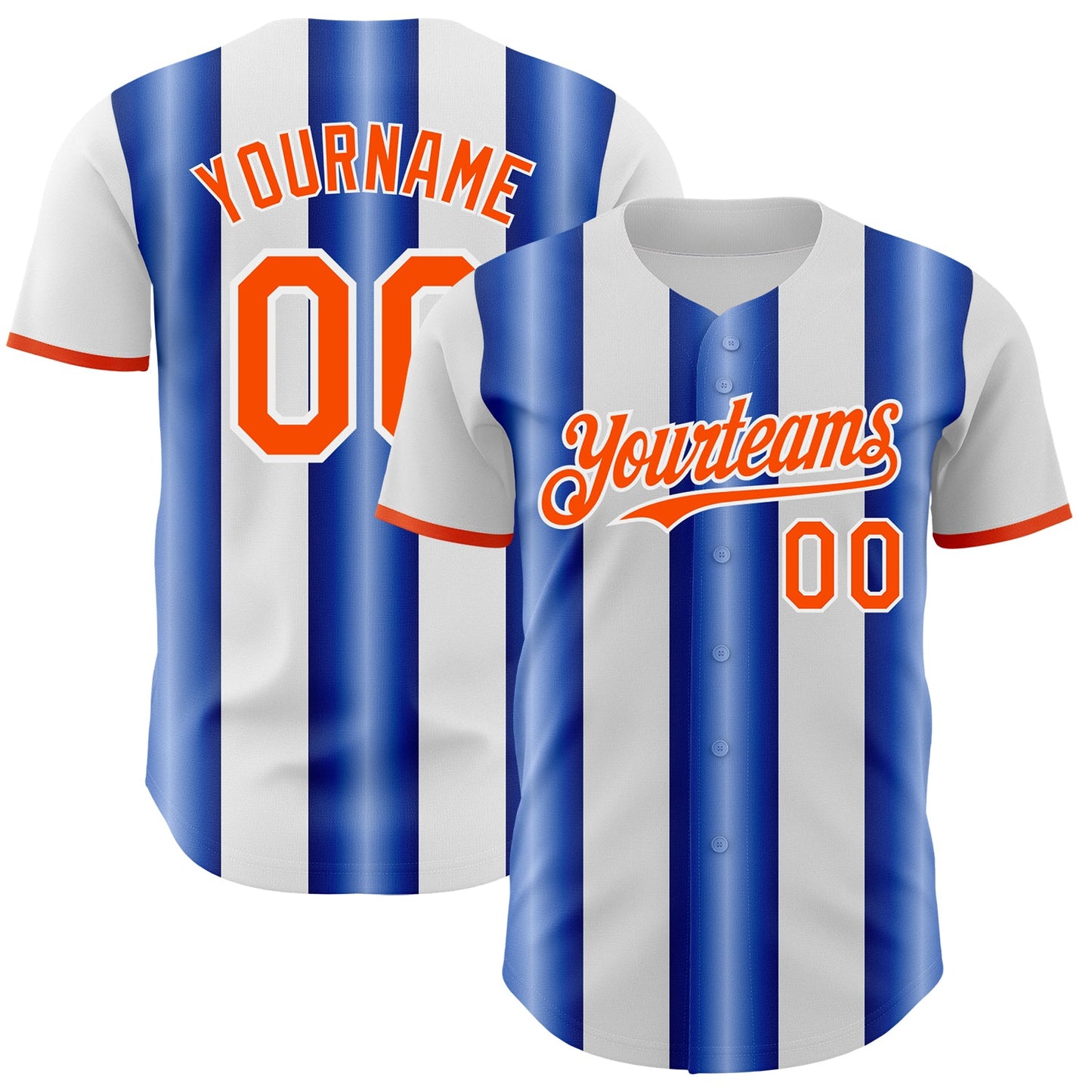 Custom White Orange-Royal Gradient Vertical Stripe Argentina Style Authentic Baseball Jersey - Main View