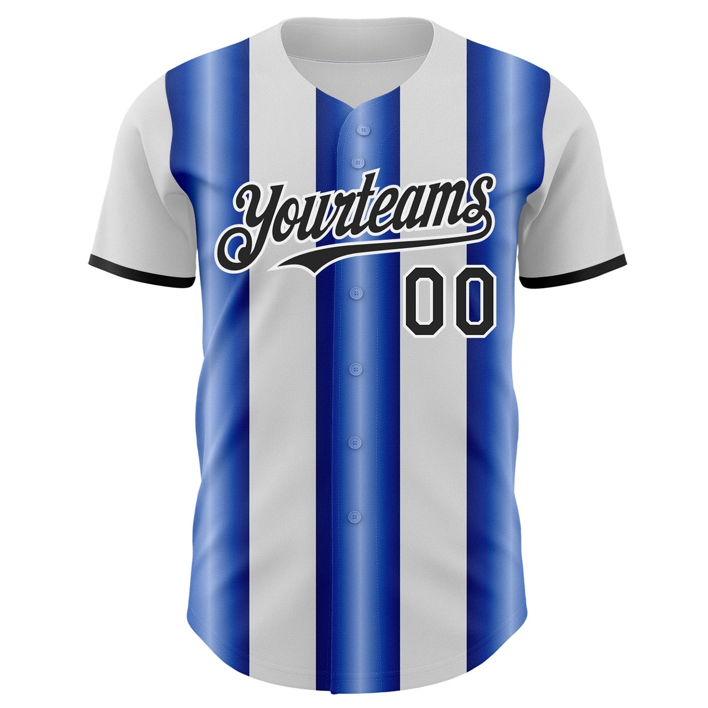 Custom White Black-Royal Gradient Vertical Stripe Argentina Style Authentic Baseball Jersey view 2