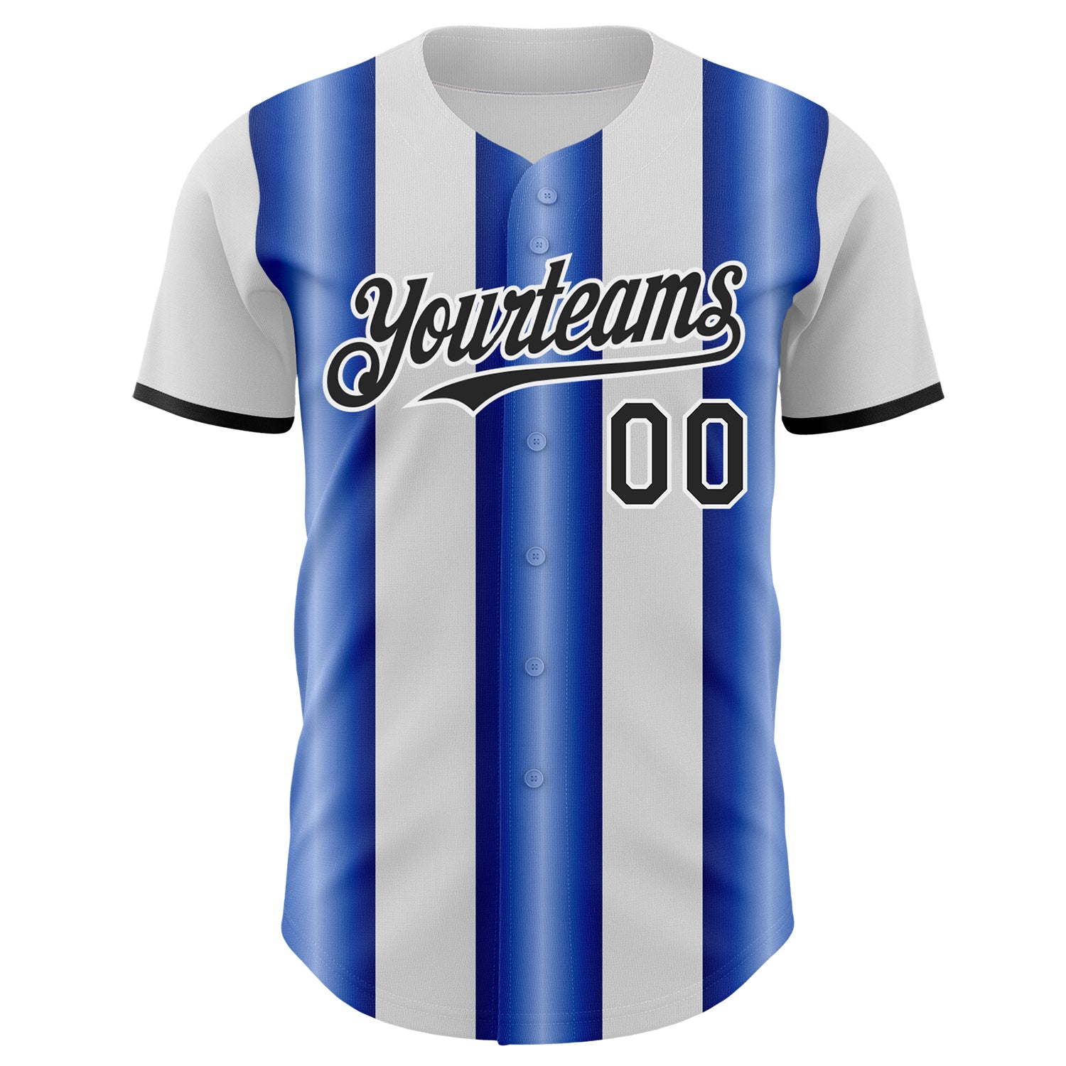 Custom White Black-Royal Gradient Vertical Stripe Argentina Style Authentic Baseball Jersey view 2