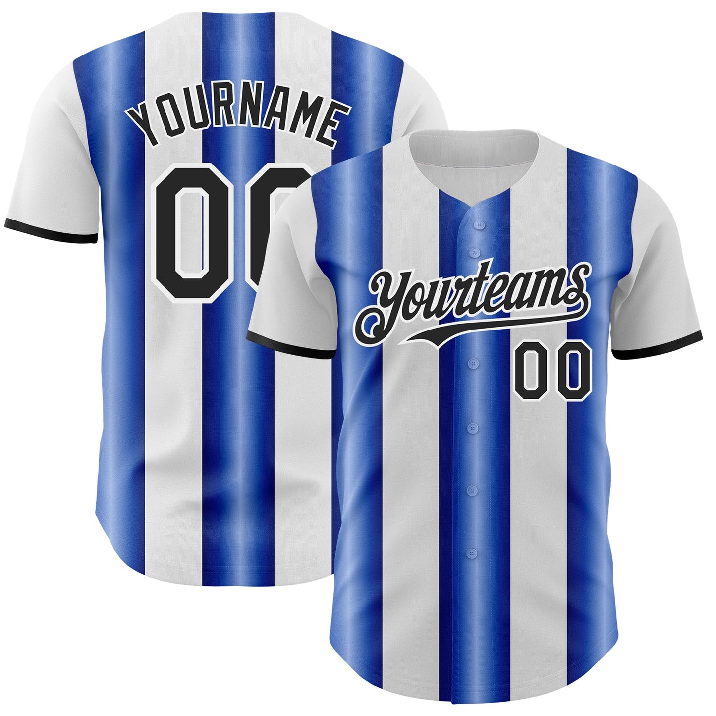 Custom White Black-Royal Gradient Vertical Stripe Argentina Style Authentic Baseball Jersey - Main View