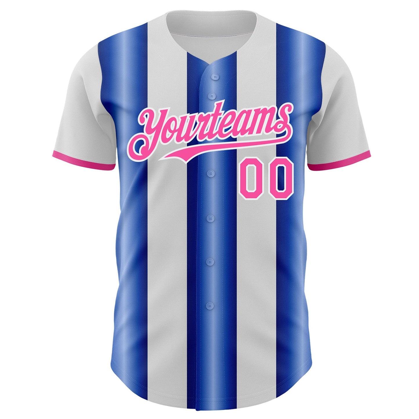 Custom White Pink-Royal Gradient Vertical Stripe Argentina Style Authentic Baseball Jersey view 2