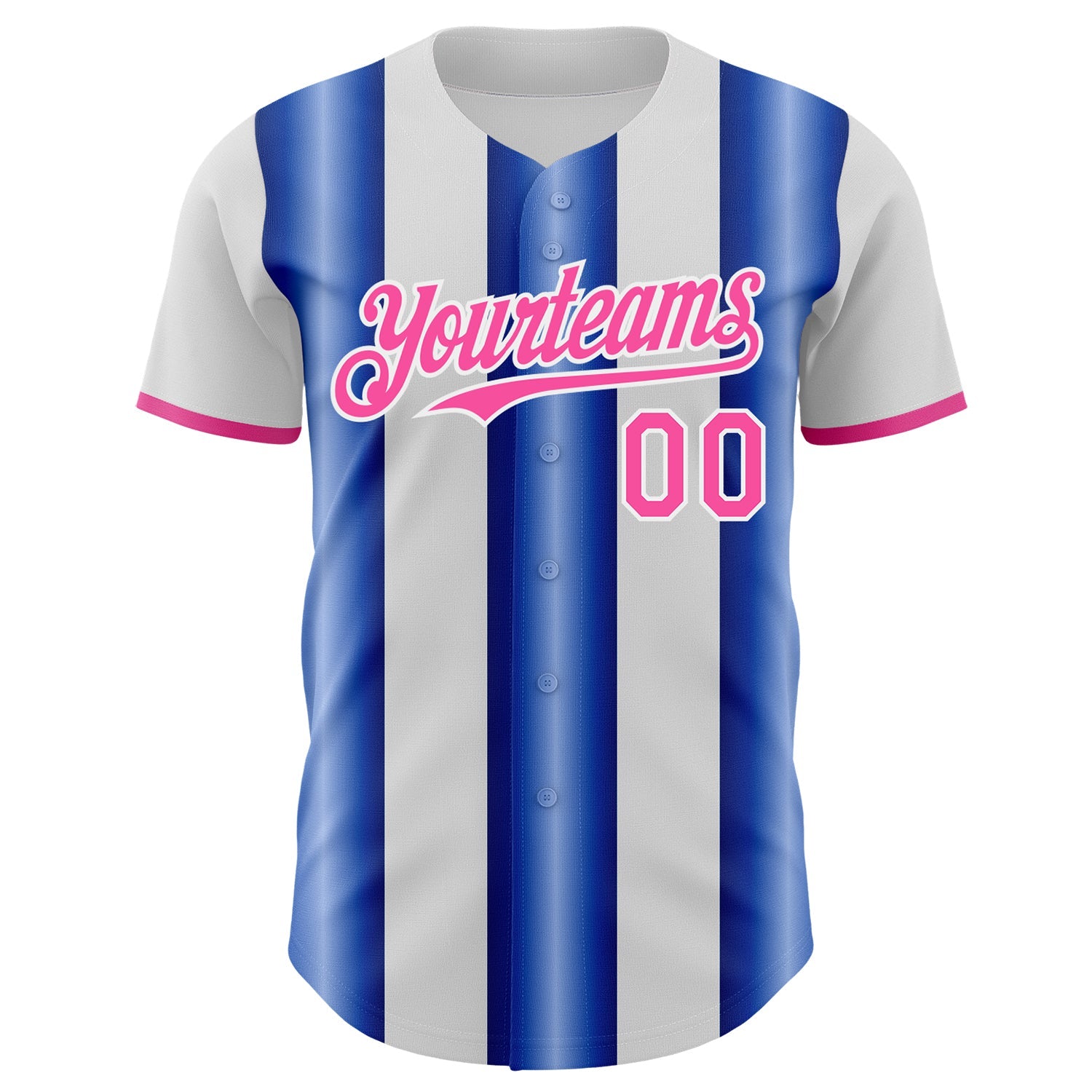 Custom White Pink-Royal Gradient Vertical Stripe Argentina Style Authentic Baseball Jersey view 2