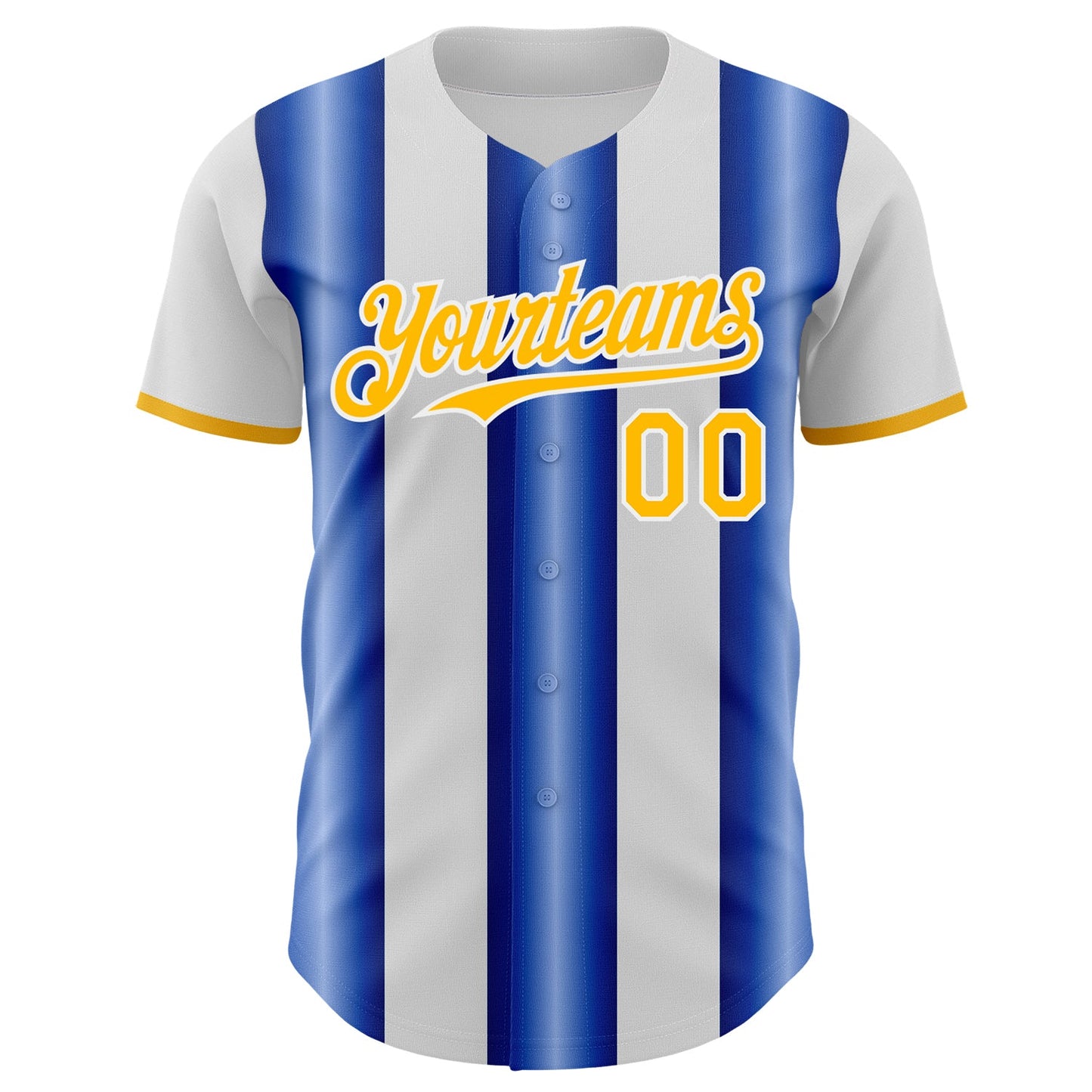 Custom White Gold-Royal Gradient Vertical Stripe Argentina Style Authentic Baseball Jersey view 2