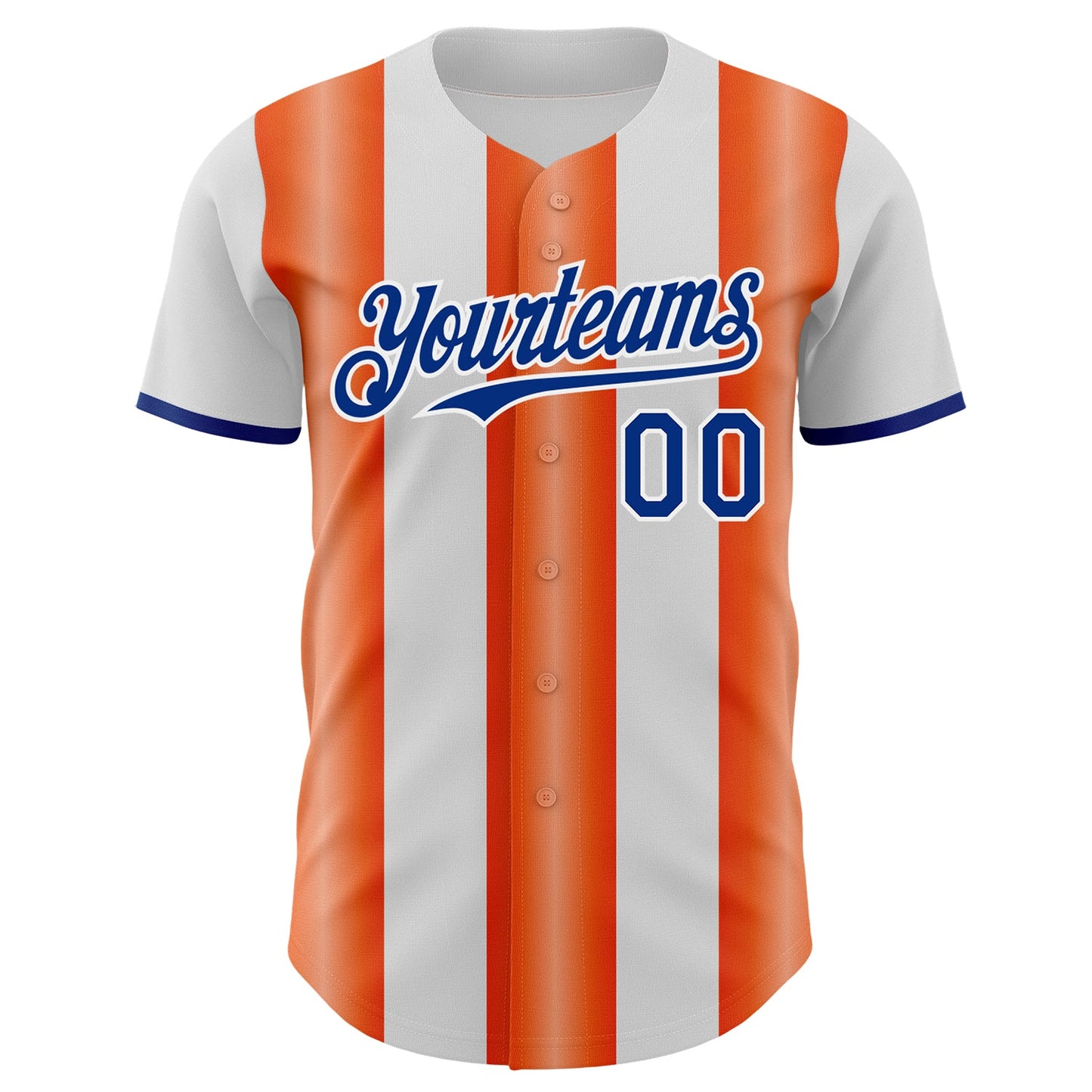 Custom White Royal-Orange Gradient Vertical Stripe Argentina Style Authentic Baseball Jersey view 2