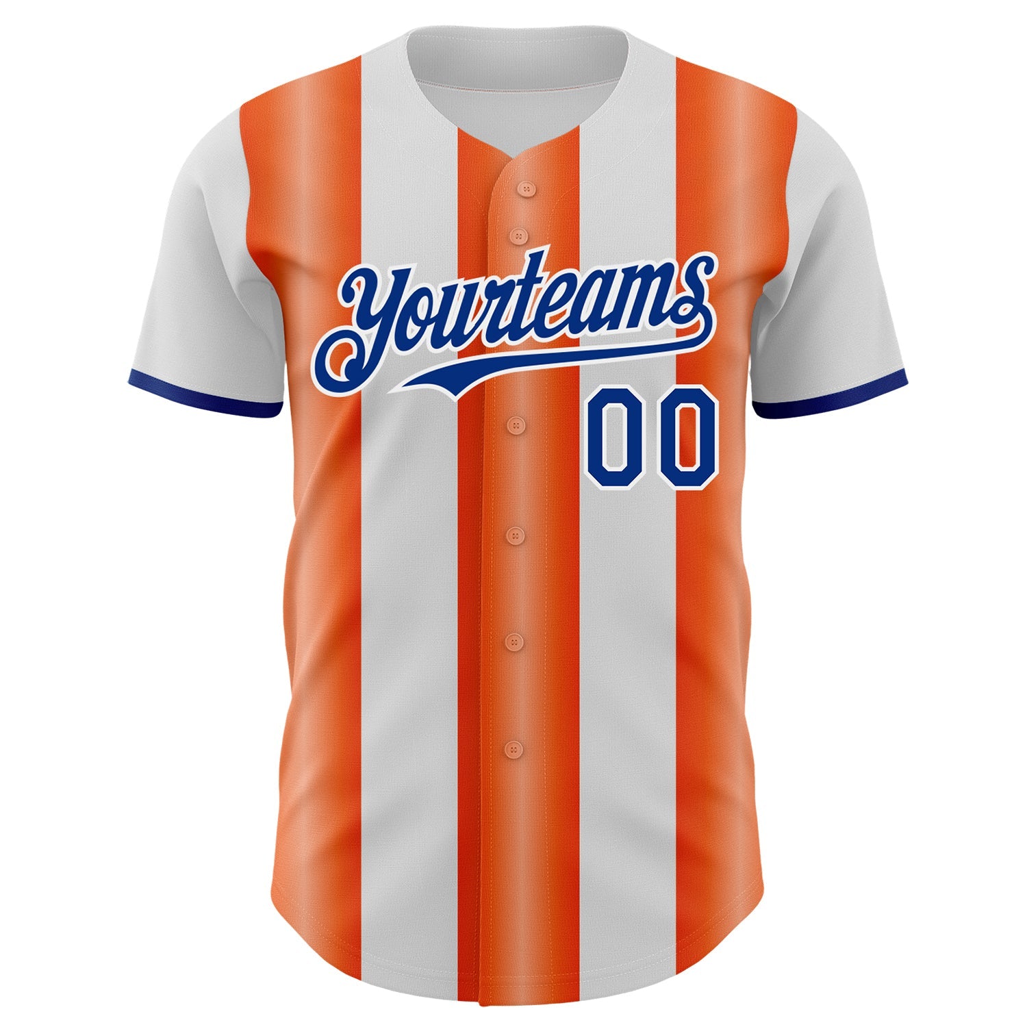 Custom White Royal-Orange Gradient Vertical Stripe Argentina Style Authentic Baseball Jersey view 2