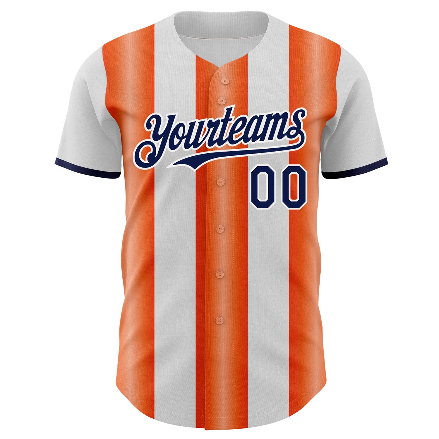 Custom White Navy-Orange Gradient Vertical Stripe Argentina Style Authentic Baseball Jersey view 2
