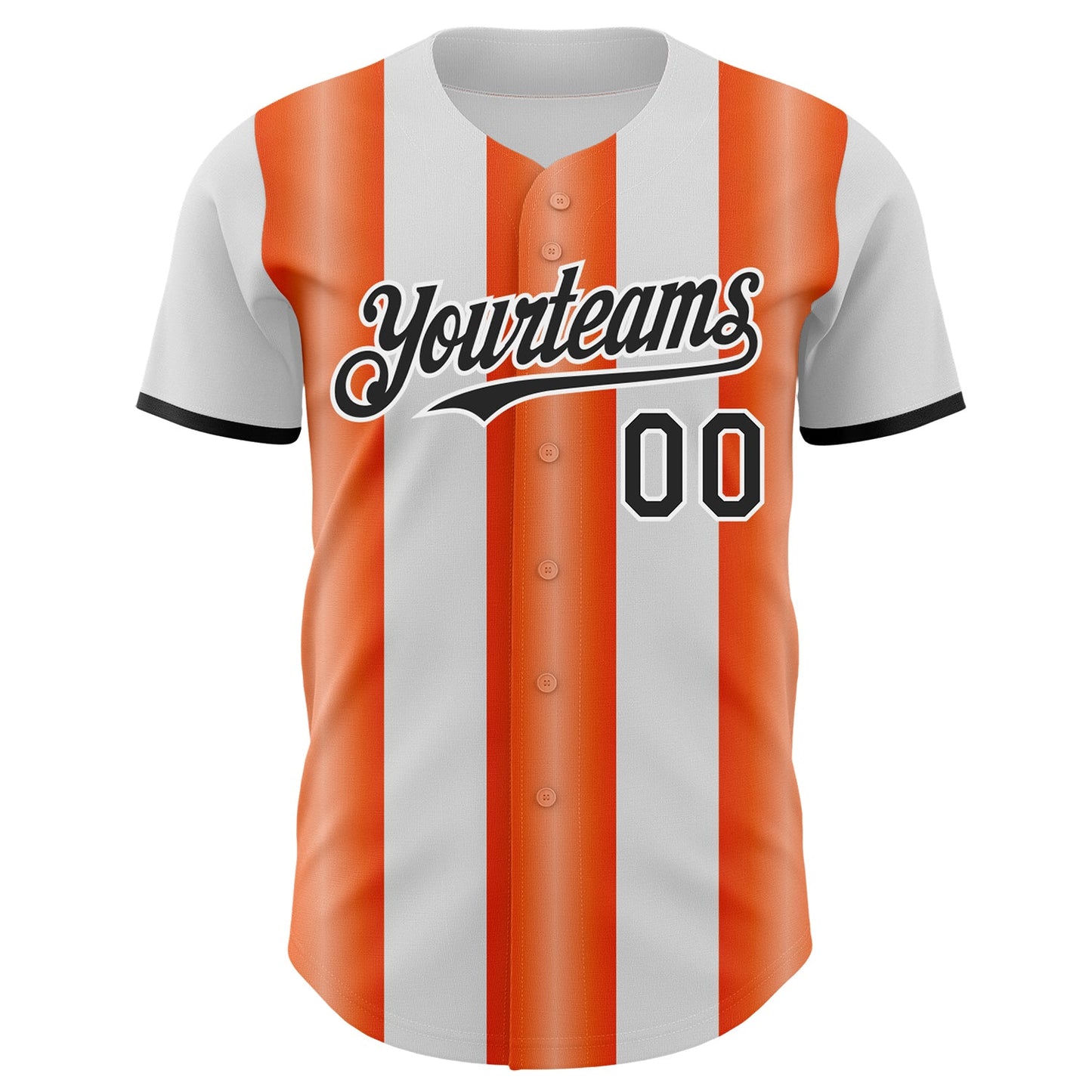 Custom White Black-Orange Gradient Vertical Stripe Argentina Style Authentic Baseball Jersey view 2
