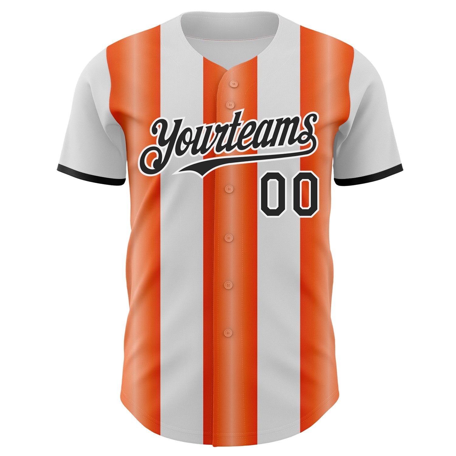 Custom White Black-Orange Gradient Vertical Stripe Argentina Style Authentic Baseball Jersey view 2
