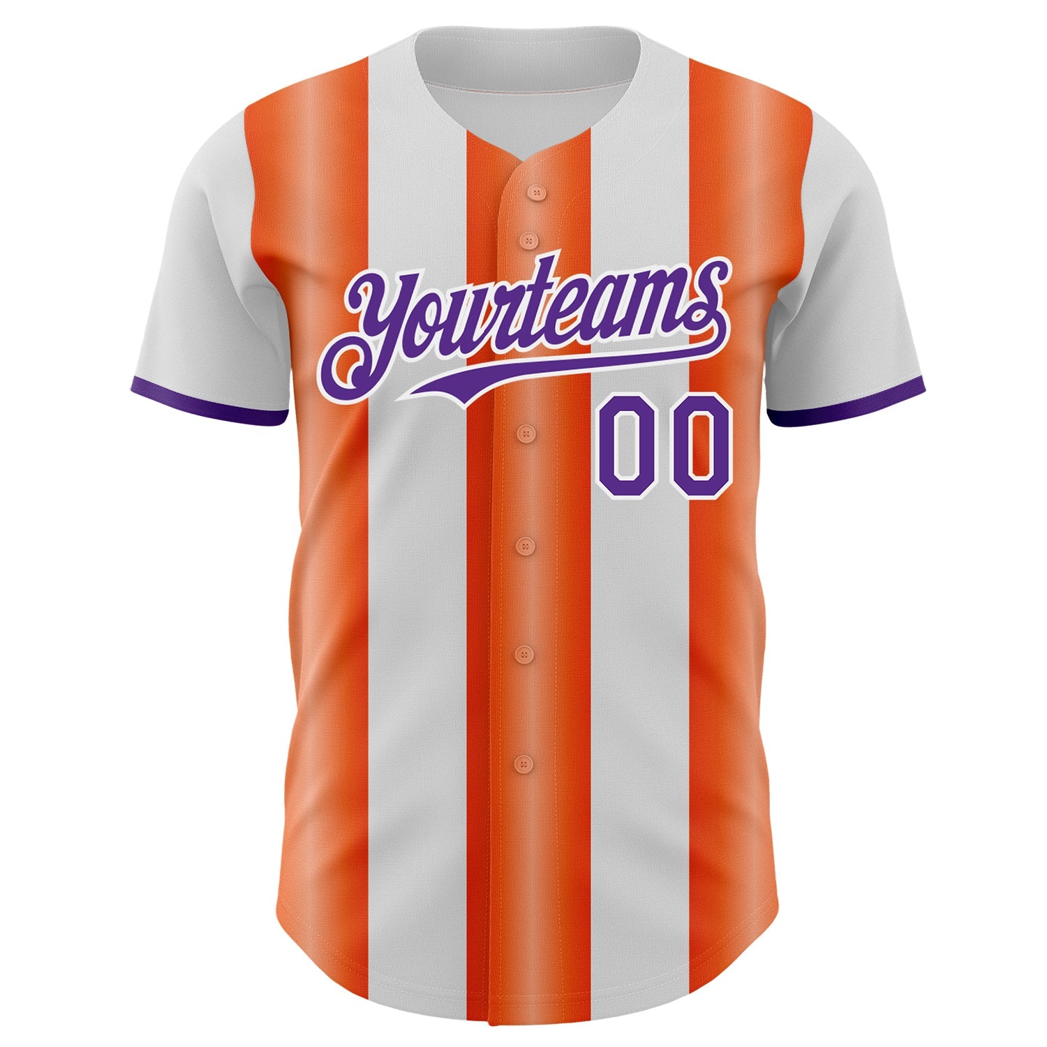 Custom White Purple-Orange Gradient Vertical Stripe Argentina Style Authentic Baseball Jersey view 2