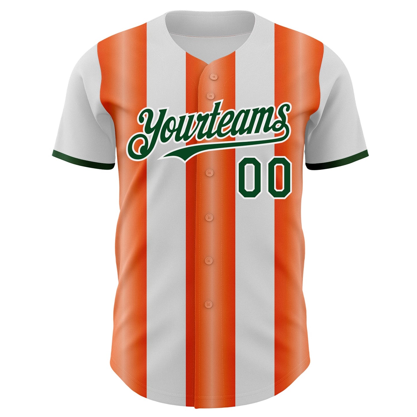 Custom White Green-Orange Gradient Vertical Stripe Argentina Style Authentic Baseball Jersey view 2