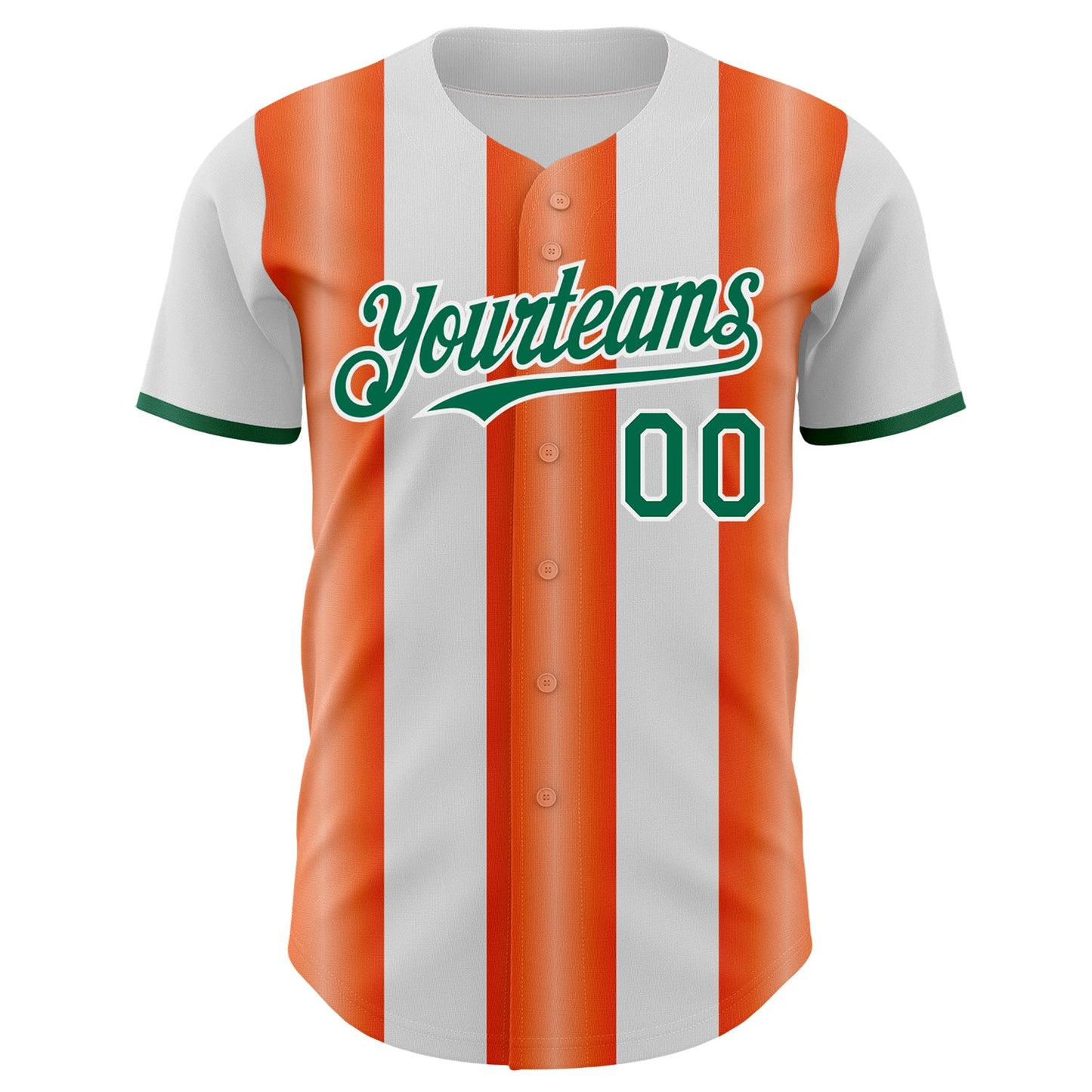 Custom White Kelly Green-Orange Gradient Vertical Stripe Argentina Style Authentic Baseball Jersey view 2