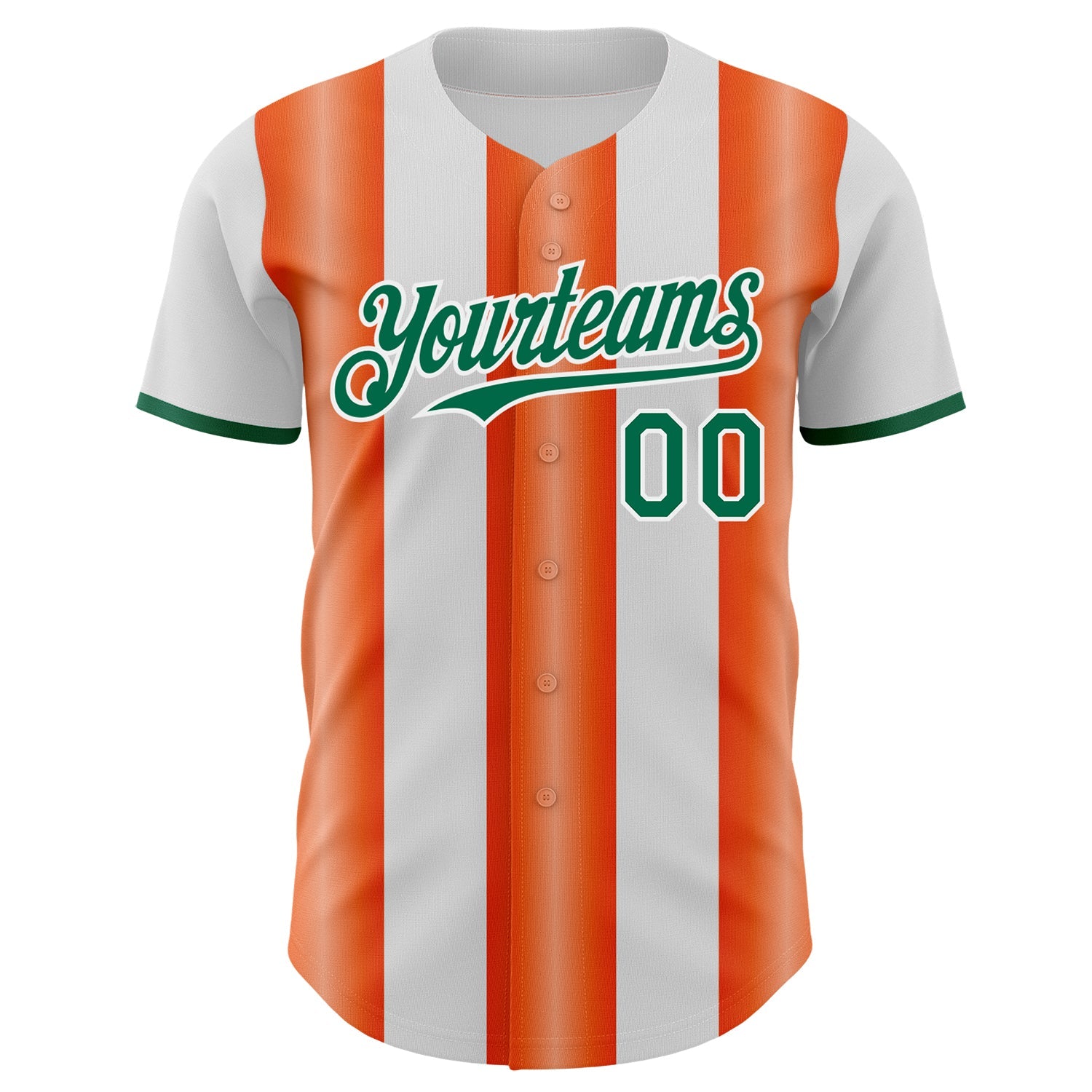 Custom White Kelly Green-Orange Gradient Vertical Stripe Argentina Style Authentic Baseball Jersey view 2
