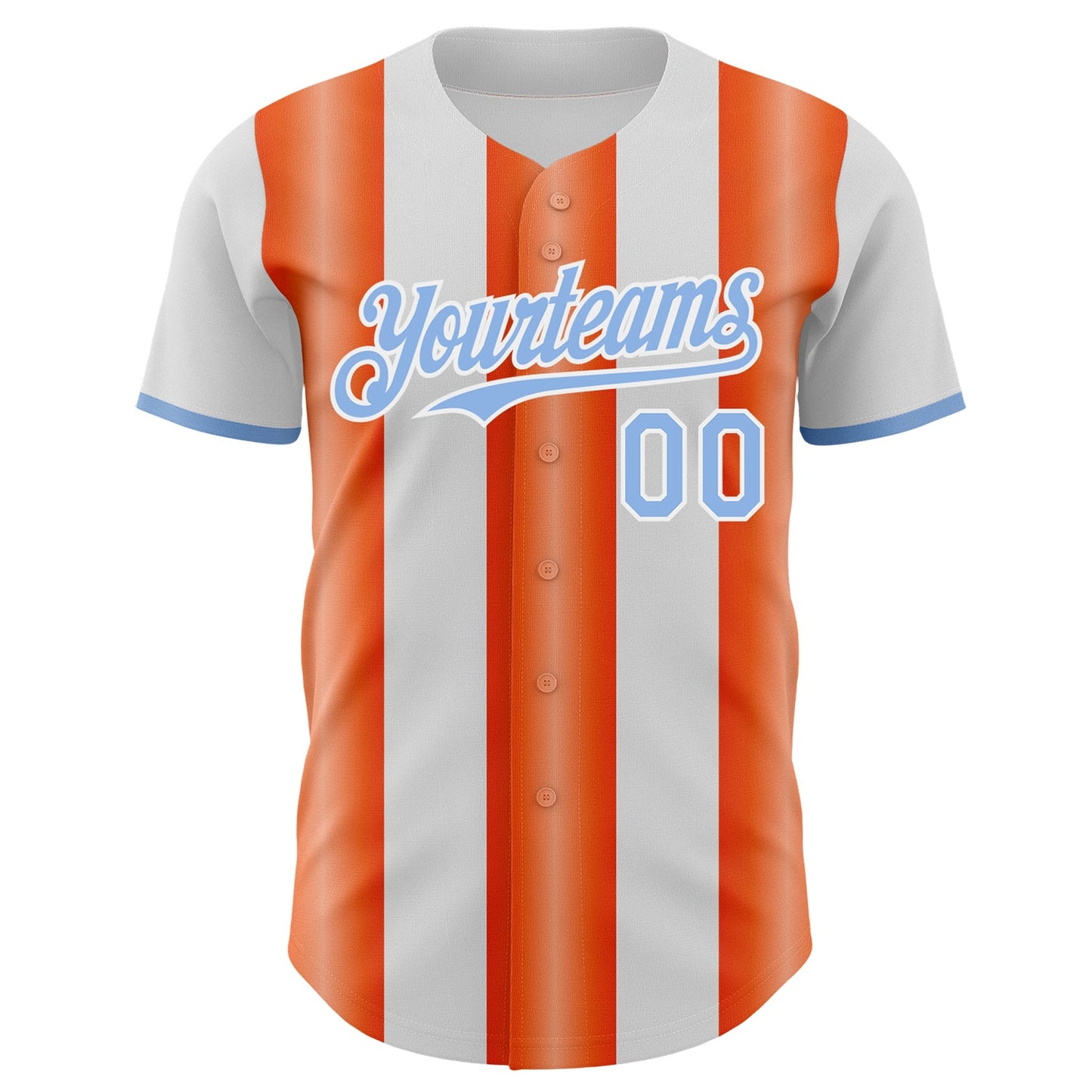 Custom White Light Blue-Orange Gradient Vertical Stripe Argentina Style Authentic Baseball Jersey view 2