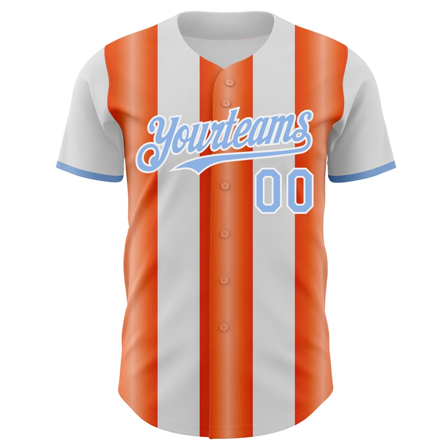 Custom White Light Blue-Orange Gradient Vertical Stripe Argentina Style Authentic Baseball Jersey view 2