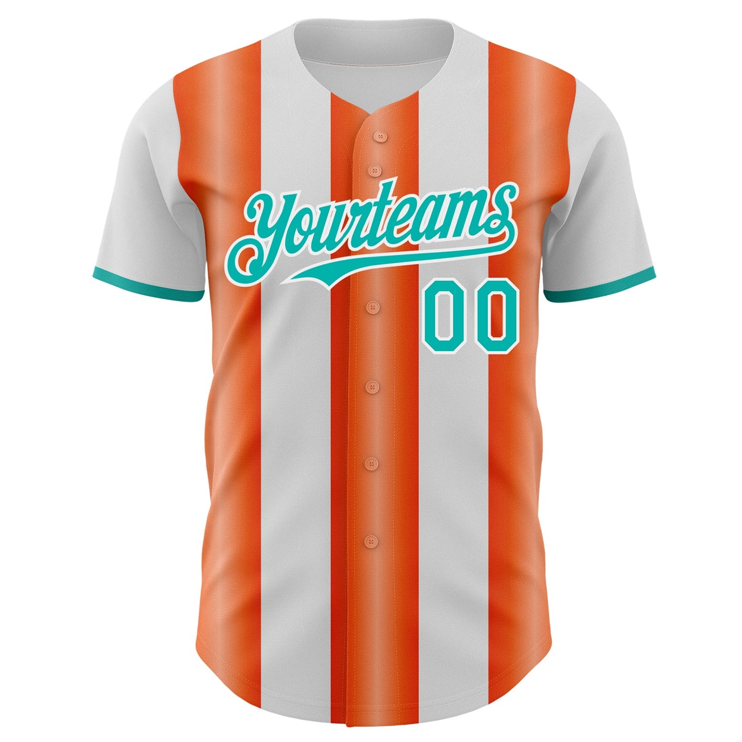 Custom White Aqua-Orange Gradient Vertical Stripe Argentina Style Authentic Baseball Jersey view 2