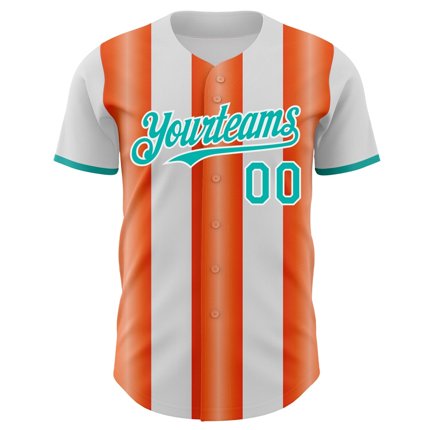 Custom White Aqua-Orange Gradient Vertical Stripe Argentina Style Authentic Baseball Jersey view 2