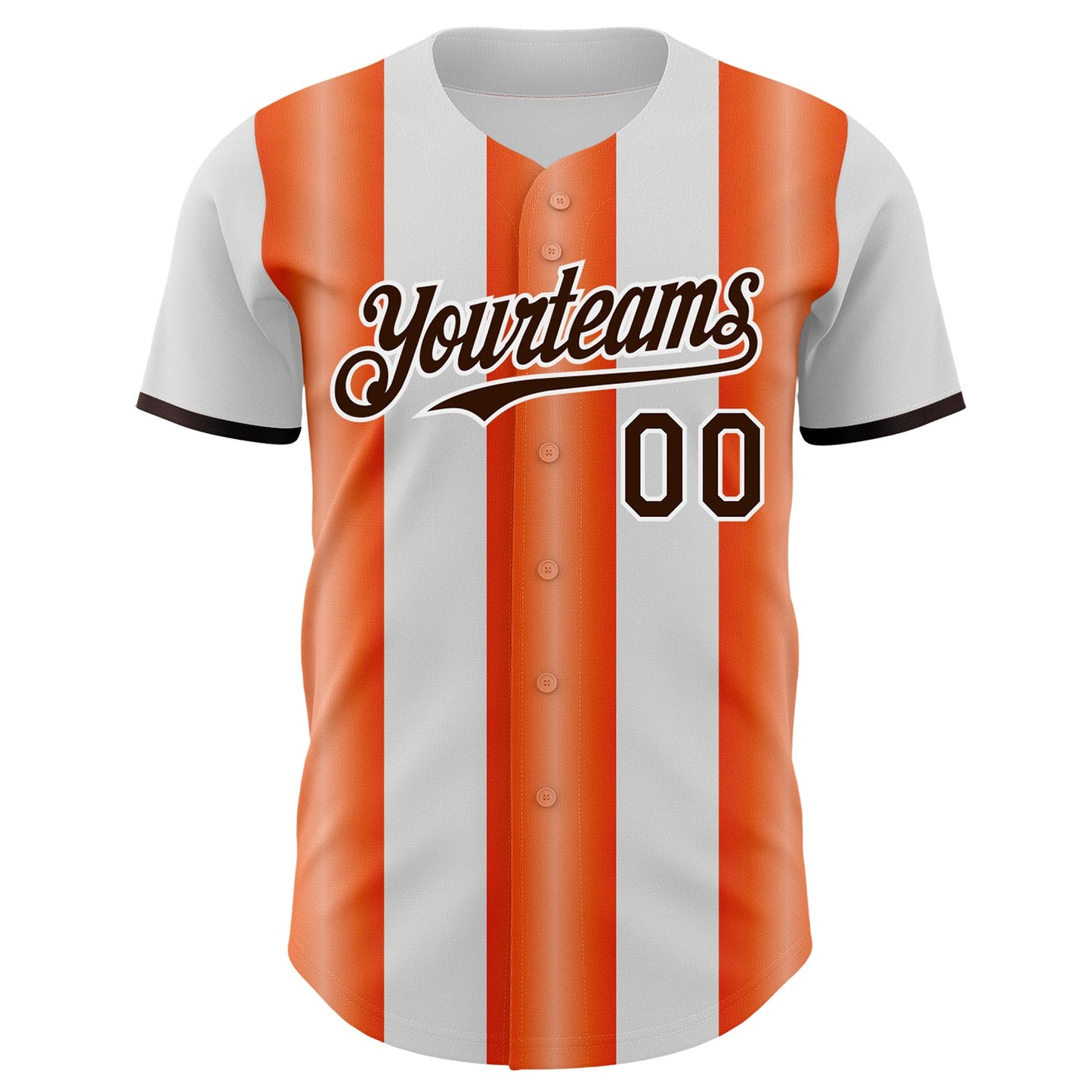 Custom White Brown-Orange Gradient Vertical Stripe Argentina Style Authentic Baseball Jersey view 2