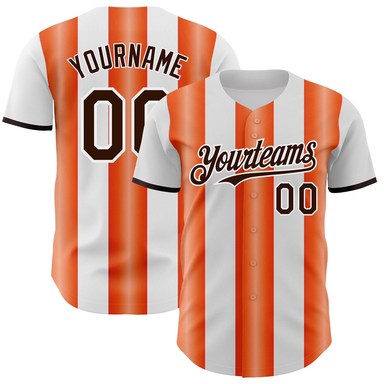 Custom White Brown-Orange Gradient Vertical Stripe Argentina Style Authentic Baseball Jersey - Main View
