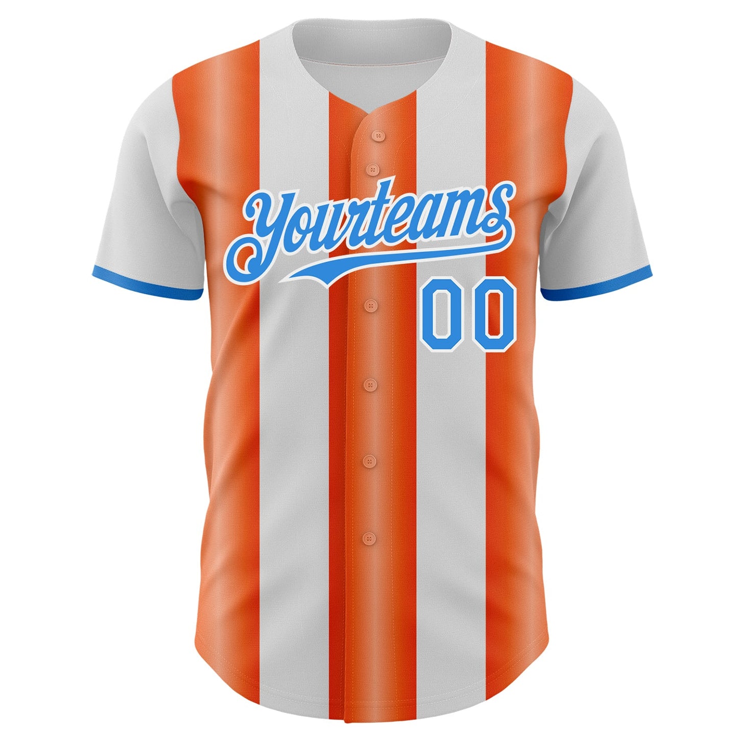 Custom White Electric Blue-Orange Gradient Vertical Stripe Argentina Style Authentic Baseball Jersey view 2