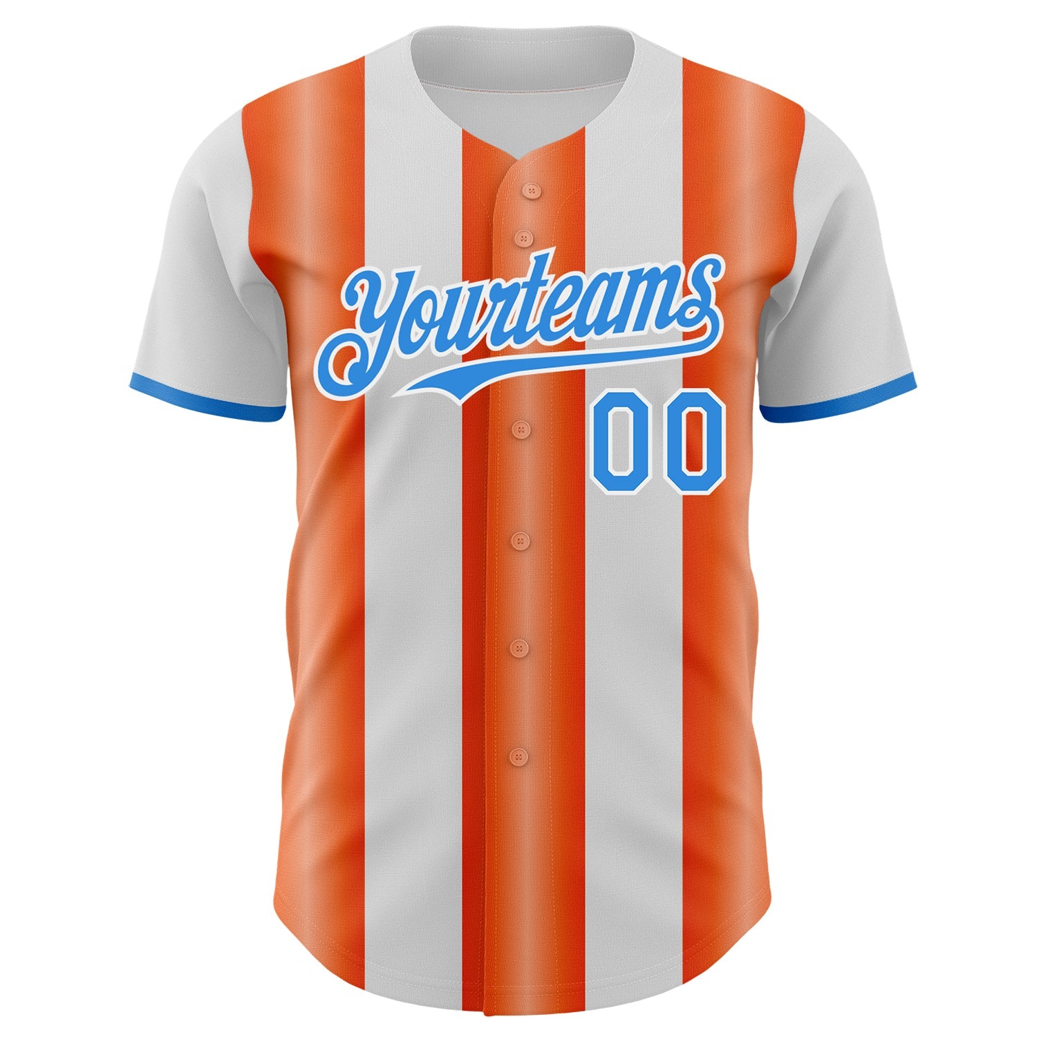 Custom White Electric Blue-Orange Gradient Vertical Stripe Argentina Style Authentic Baseball Jersey view 2