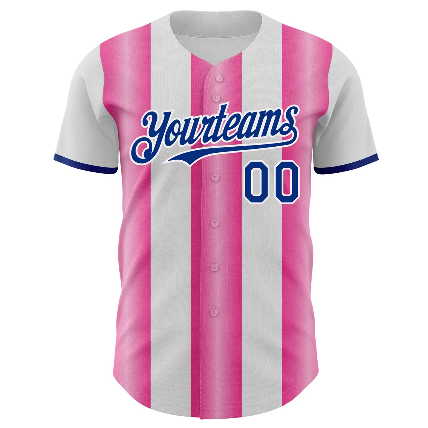 Custom White Royal-Pink Gradient Vertical Stripe Argentina Style Authentic Baseball Jersey view 2