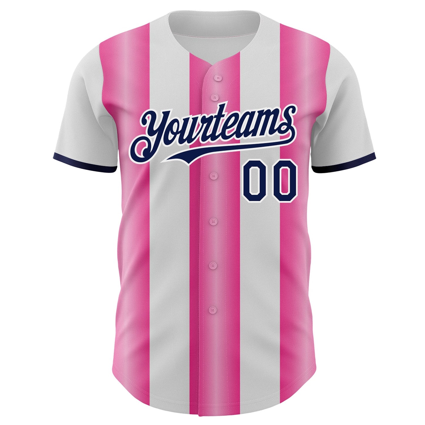 Custom White Navy-Pink Gradient Vertical Stripe Argentina Style Authentic Baseball Jersey view 2