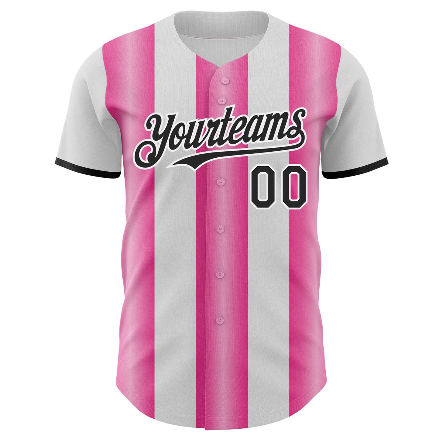 Custom White Black-Pink Gradient Vertical Stripe Argentina Style Authentic Baseball Jersey view 2