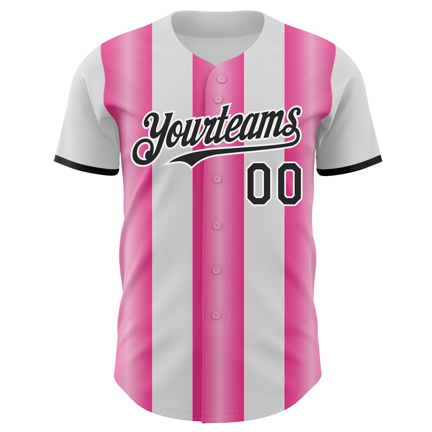 Custom White Black-Pink Gradient Vertical Stripe Argentina Style Authentic Baseball Jersey view 2