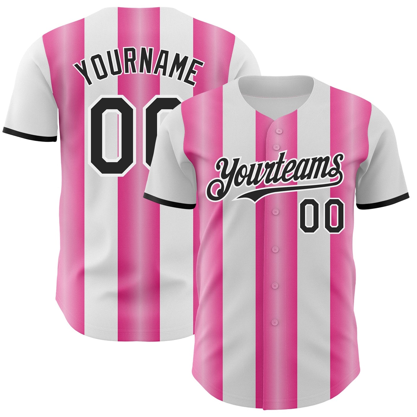 Custom White Black-Pink Gradient Vertical Stripe Argentina Style Authentic Baseball Jersey - Main View