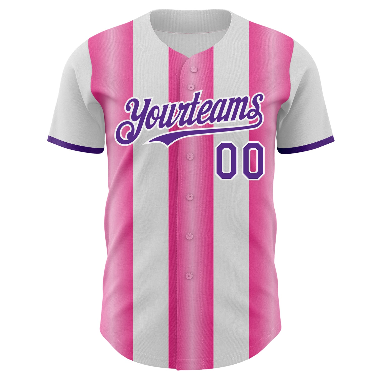 Custom White Purple-Pink Gradient Vertical Stripe Argentina Style Authentic Baseball Jersey view 2