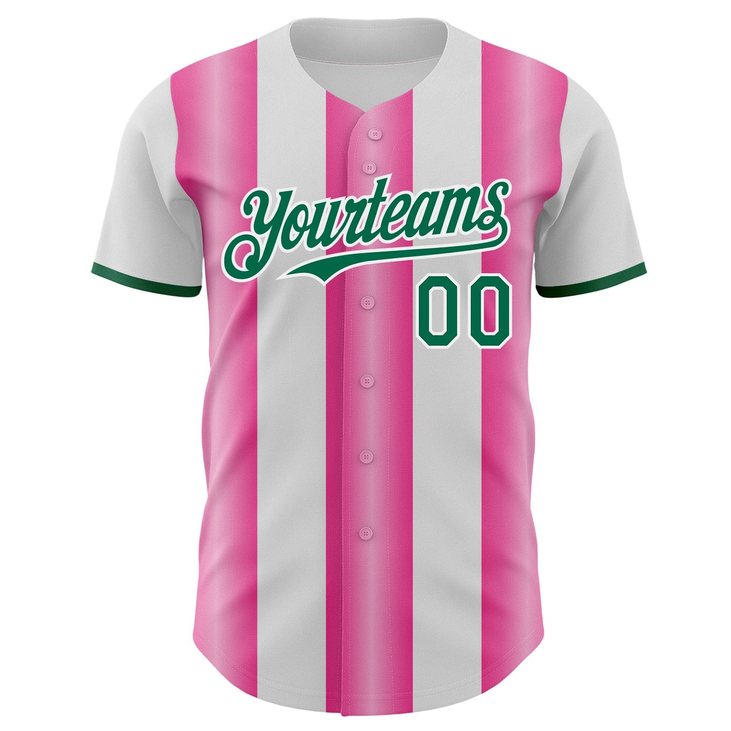 Custom White Kelly Green-Pink Gradient Vertical Stripe Argentina Style Authentic Baseball Jersey view 2