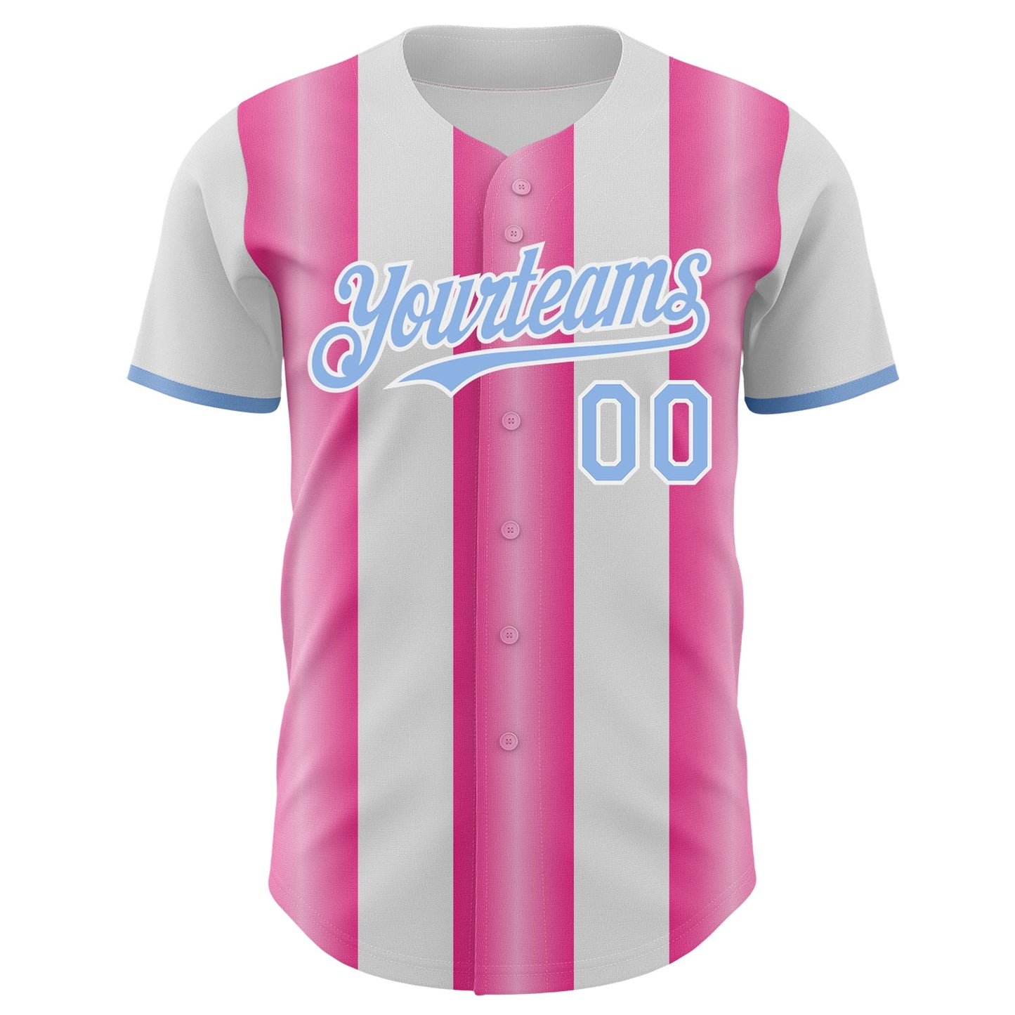 Custom White Light Blue-Pink Gradient Vertical Stripe Argentina Style Authentic Baseball Jersey view 2