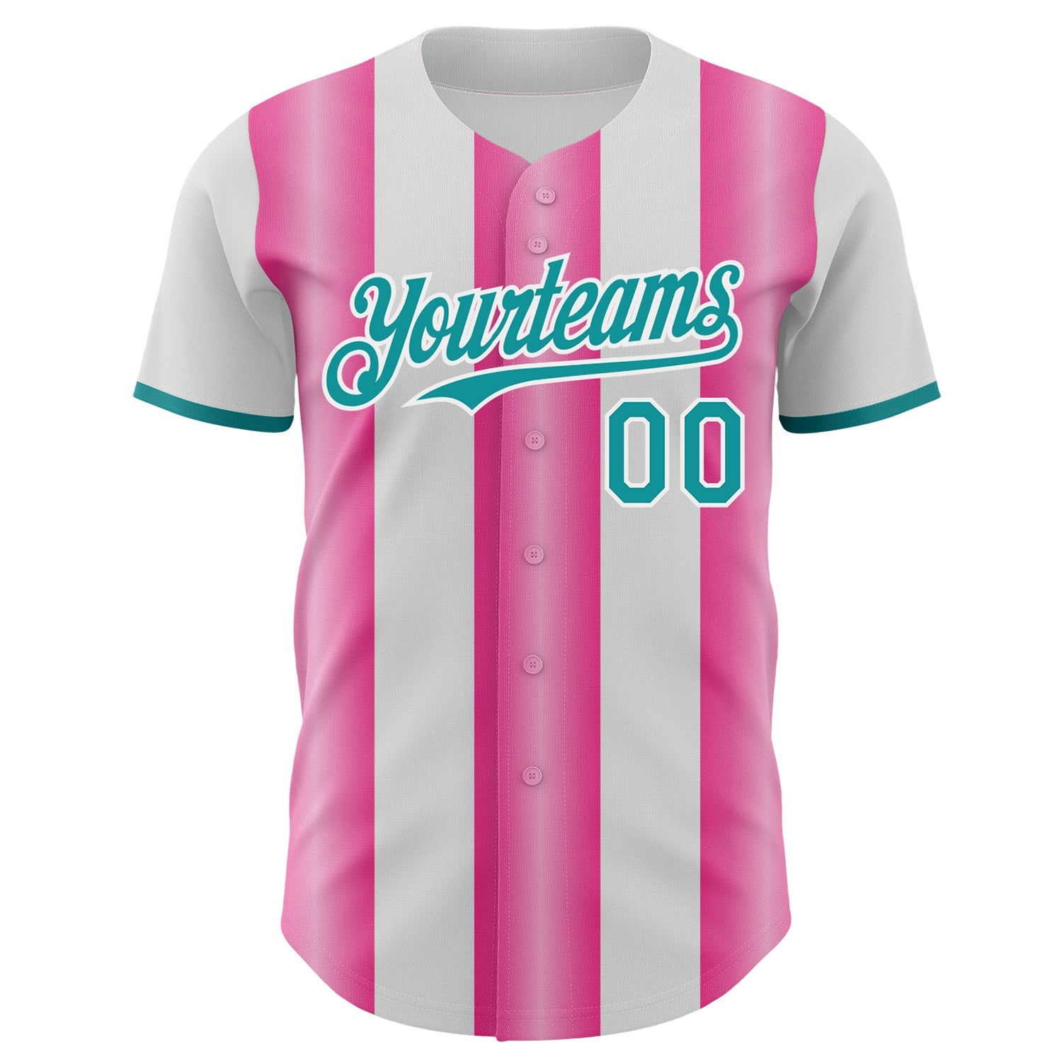 Custom White Teal-Pink Gradient Vertical Stripe Argentina Style Authentic Baseball Jersey view 2