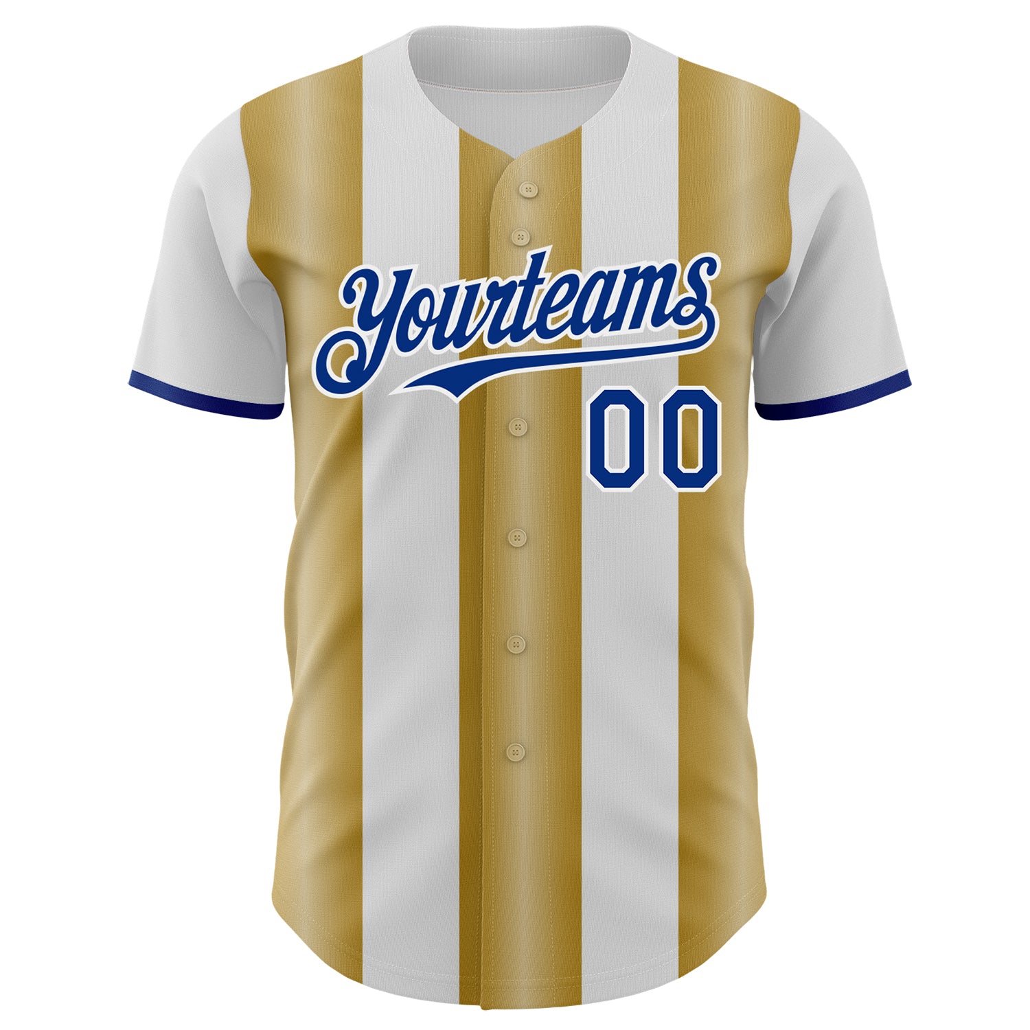 Custom White Royal-Old Gold Gradient Vertical Stripe Argentina Style Authentic Baseball Jersey view 2
