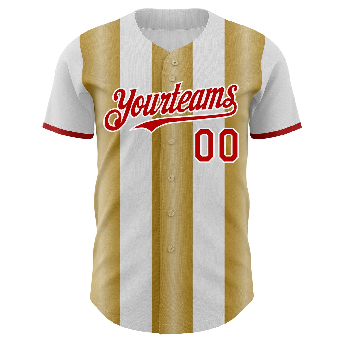 Custom White Red-Old Gold Gradient Vertical Stripe Argentina Style Authentic Baseball Jersey view 2