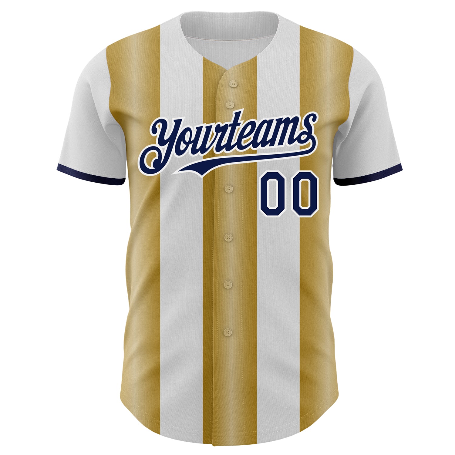 Custom White Navy-Old Gold Gradient Vertical Stripe Argentina Style Authentic Baseball Jersey view 2