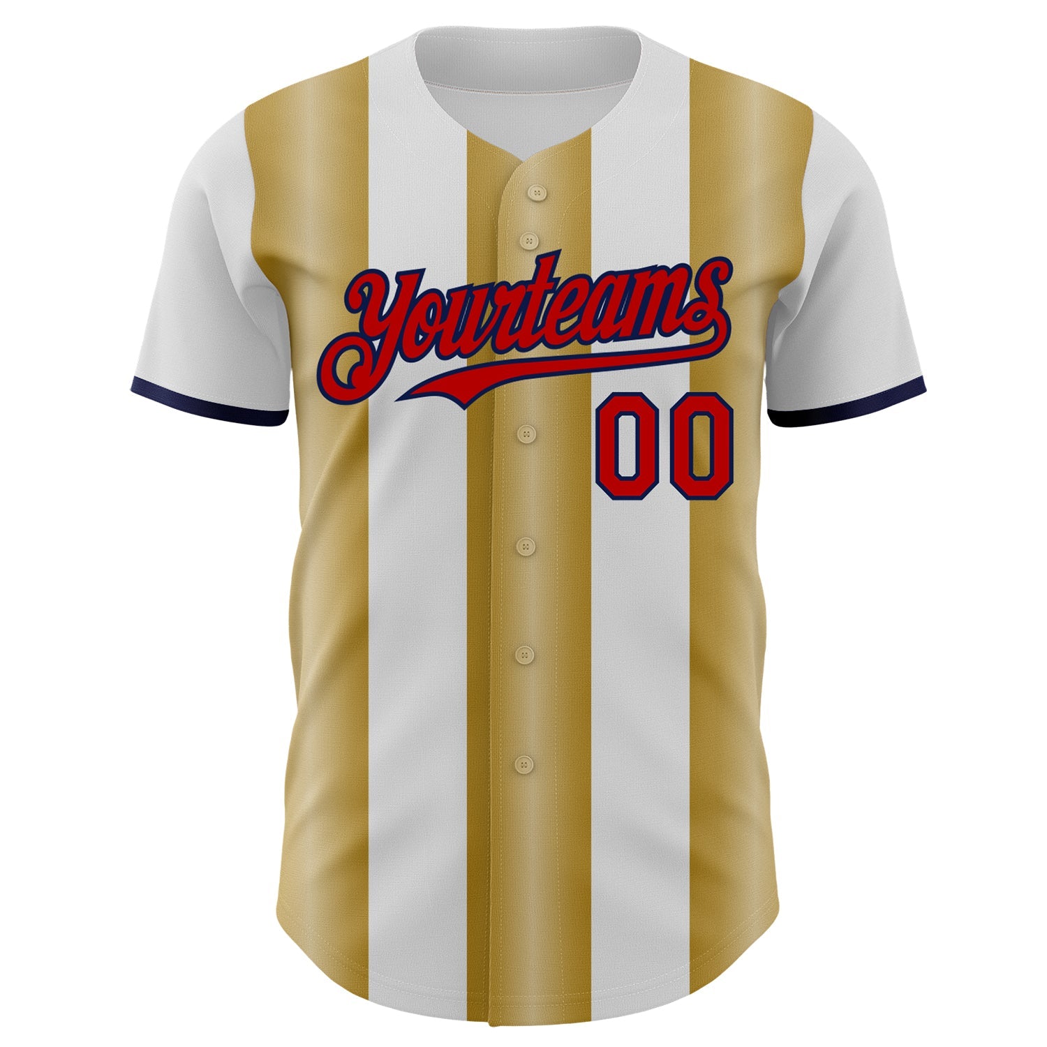 Custom White Red Old Gold-Navy Gradient Vertical Stripe Argentina Style Authentic Baseball Jersey view 2