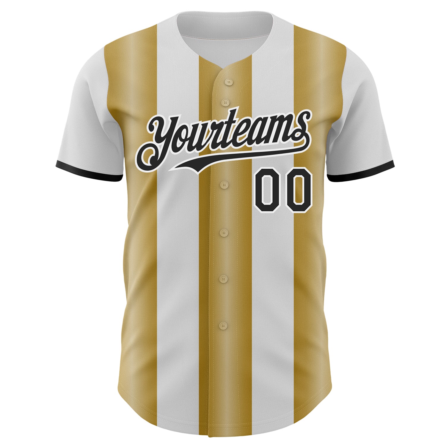 Custom White Black-Old Gold Gradient Vertical Stripe Argentina Style Authentic Baseball Jersey view 2