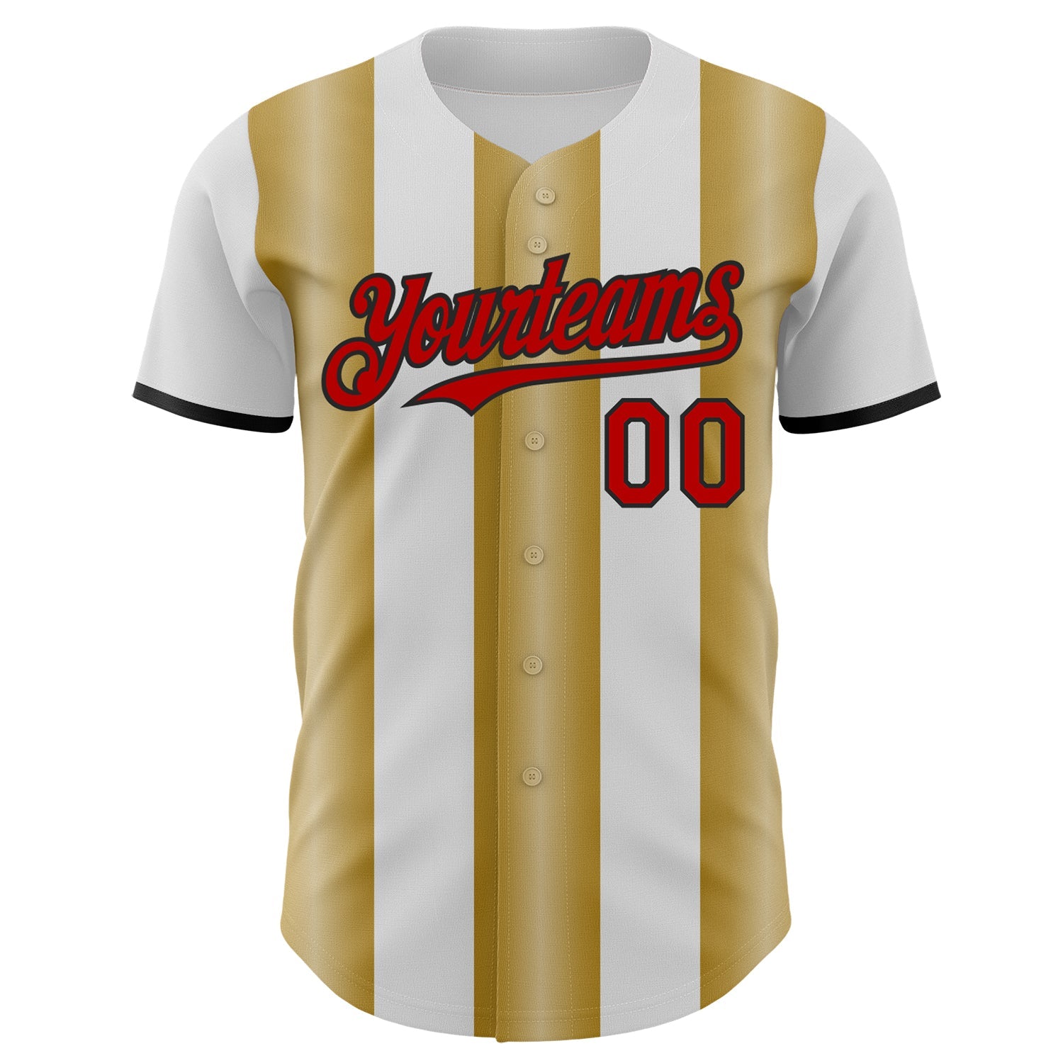 Custom White Red Old Gold-Black Gradient Vertical Stripe Argentina Style Authentic Baseball Jersey view 2