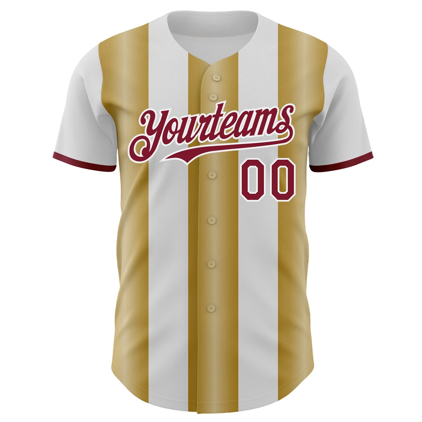 Custom White Crimson-Old Gold Gradient Vertical Stripe Argentina Style Authentic Baseball Jersey view 2