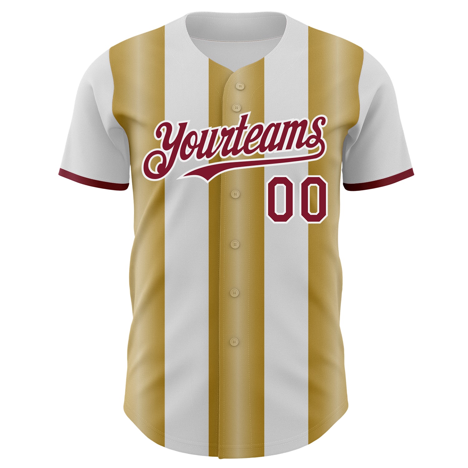 Custom White Crimson-Old Gold Gradient Vertical Stripe Argentina Style Authentic Baseball Jersey view 2