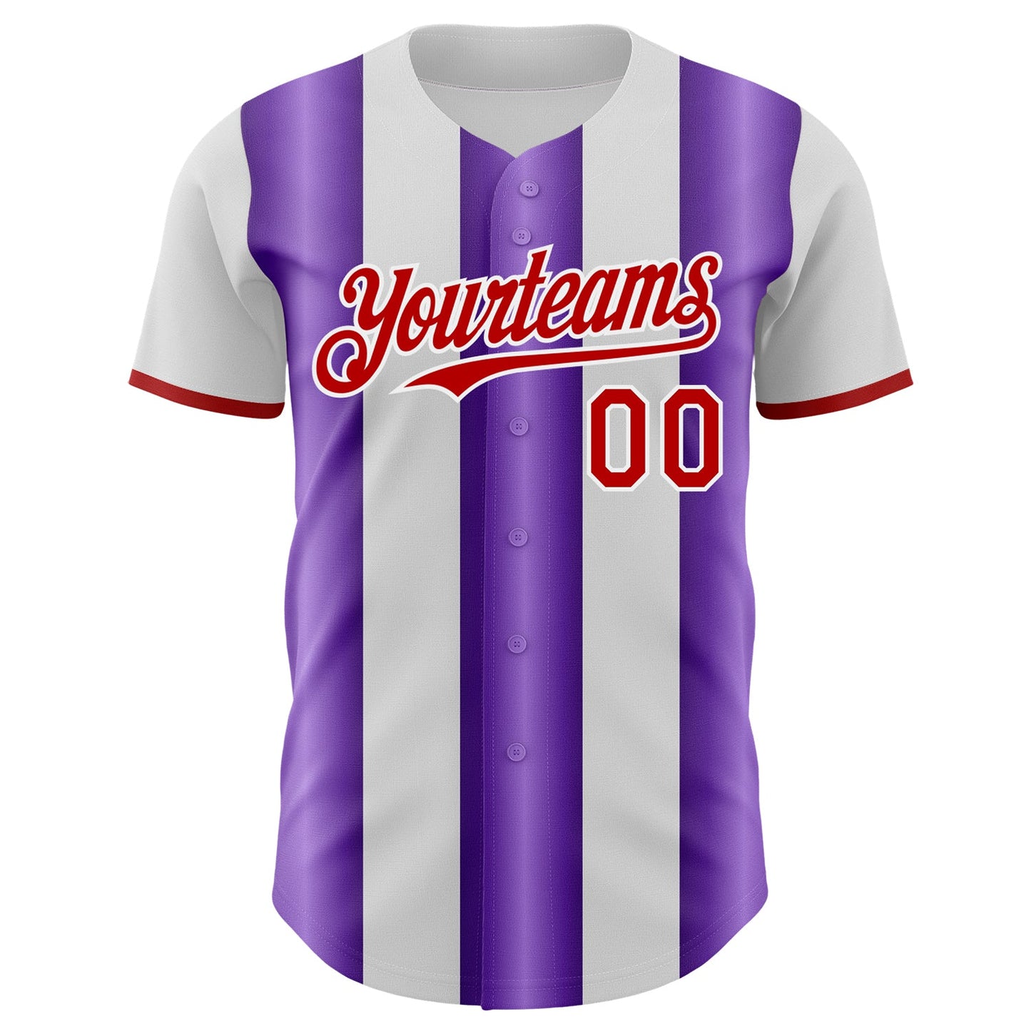 Custom White Red-Purple Gradient Vertical Stripe Argentina Style Authentic Baseball Jersey view 2