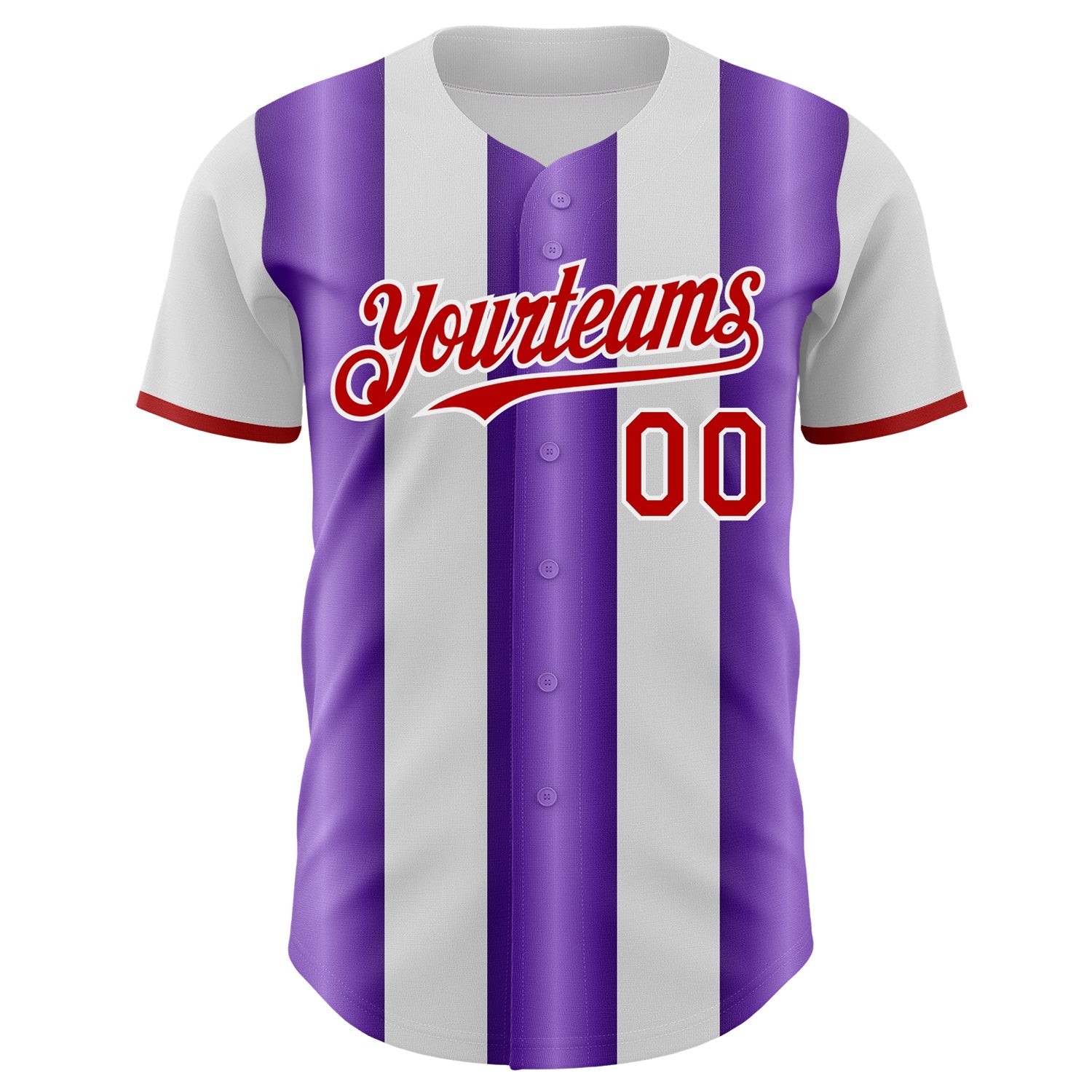 Custom White Red-Purple Gradient Vertical Stripe Argentina Style Authentic Baseball Jersey view 2