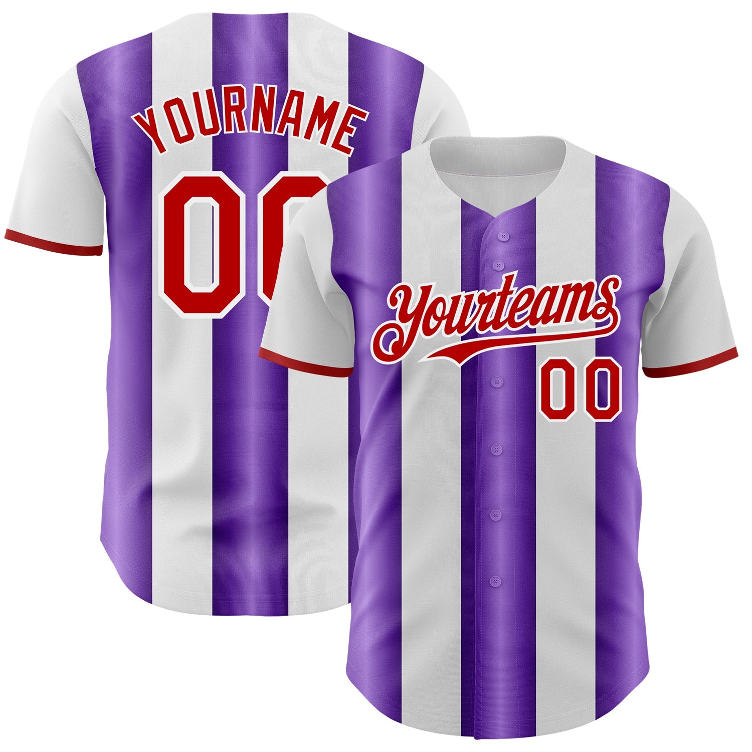 Custom White Red-Purple Gradient Vertical Stripe Argentina Style Authentic Baseball Jersey - Main View