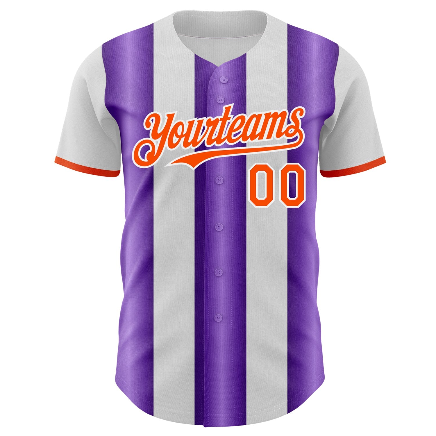 Custom White Orange-Purple Gradient Vertical Stripe Argentina Style Authentic Baseball Jersey view 2