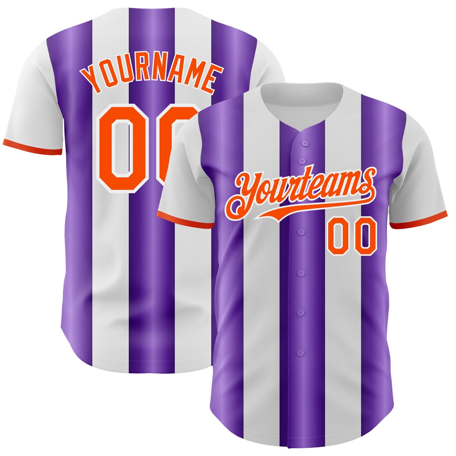 Custom White Orange-Purple Gradient Vertical Stripe Argentina Style Authentic Baseball Jersey - Main View