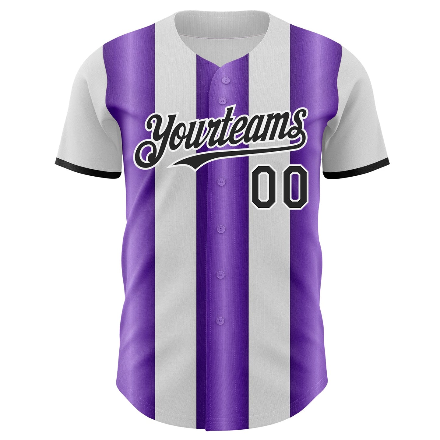 Custom White Black-Purple Gradient Vertical Stripe Argentina Style Authentic Baseball Jersey view 2