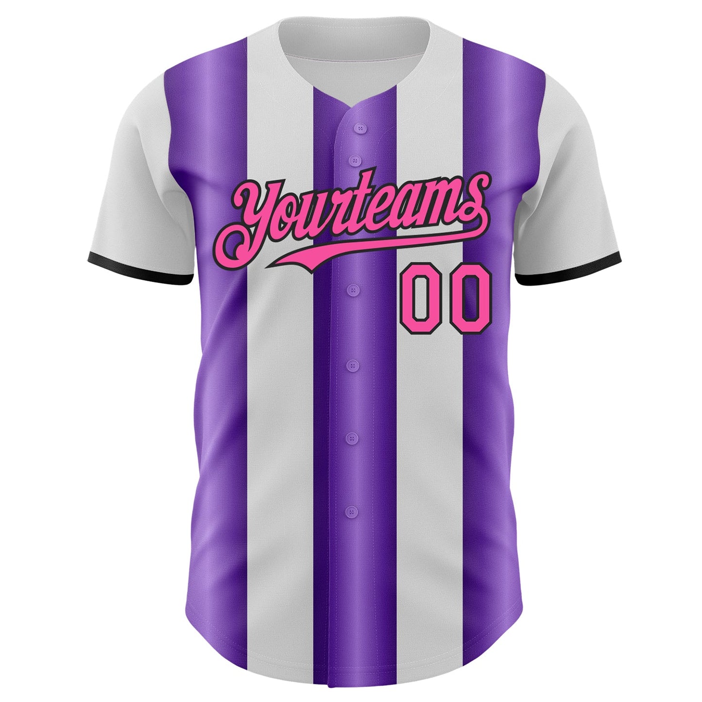 Custom White Pink Purple-Black Gradient Vertical Stripe Argentina Style Authentic Baseball Jersey view 2