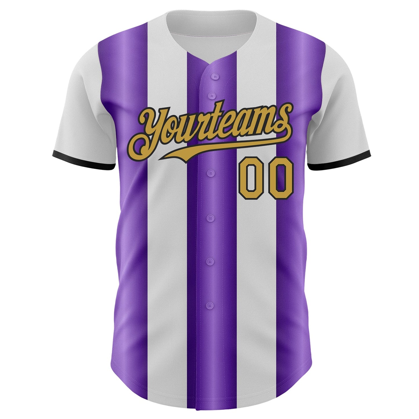 Custom White Old Gold Purple-Black Gradient Vertical Stripe Argentina Style Authentic Baseball Jersey view 2