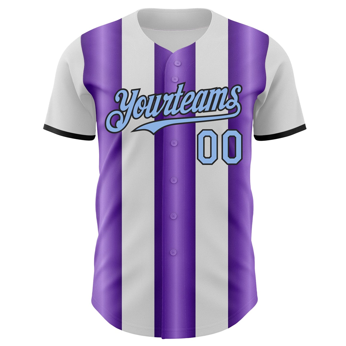 Custom White Light Blue Purple-Black Gradient Vertical Stripe Argentina Style Authentic Baseball Jersey view 2